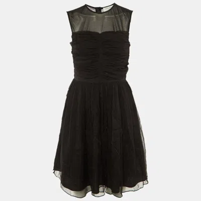 Sandro Black Silk Chiffon Ruffled Mini Dress