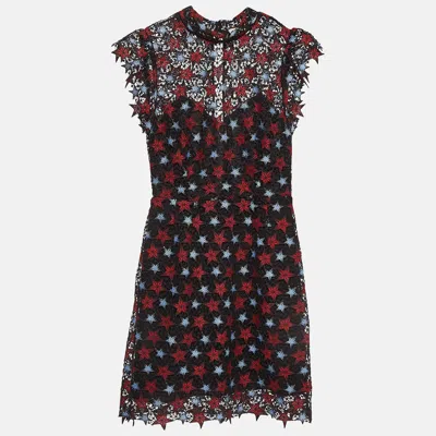 Sandro Black Star Lace Mini Dress In Multi