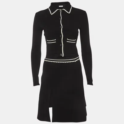 Pre-owned Sandro Black Stretch Knit Skirt And Top Set Xs