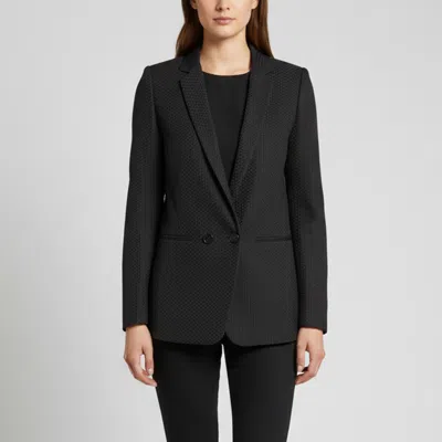 Pre-owned Sandro Black Textured Synthetic Double Breasted Verica Blazer S