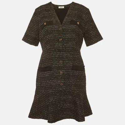 Pre-owned Sandro Black Tweed Gwendoline Mini Dress L