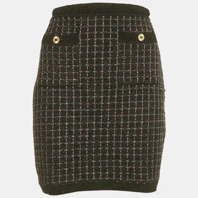 Sandro Black Velvet And Lurex Tweed Mini Skirt In Brown