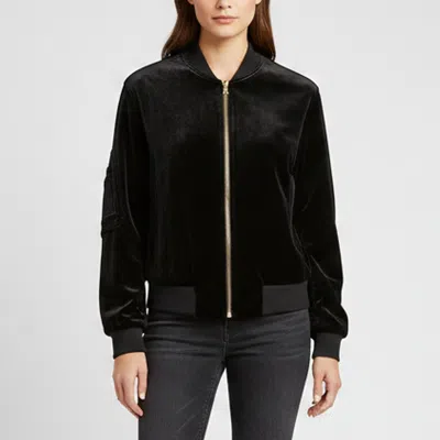Pre-owned Sandro Black Velvet Zip-up Bomber Jacket S