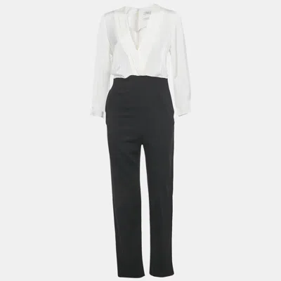 Pre-owned Sandro Black /white Crepe Blend Jumpsuit M
