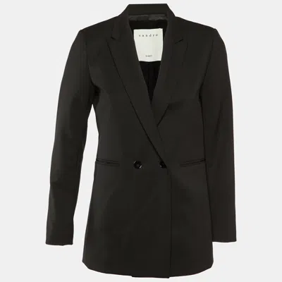 Pre-owned Sandro Black Wool Blend Double Breasted Blazer S