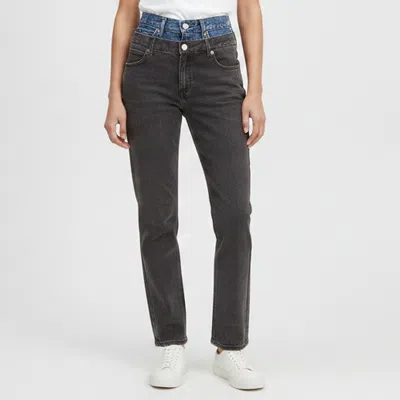 Pre-owned Sandro Black/blue Denim Two Tone Double Waisted Jeans S /waist 26"