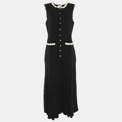 Pre-owned Sandro Black/white Knit Sleeveless Dress M