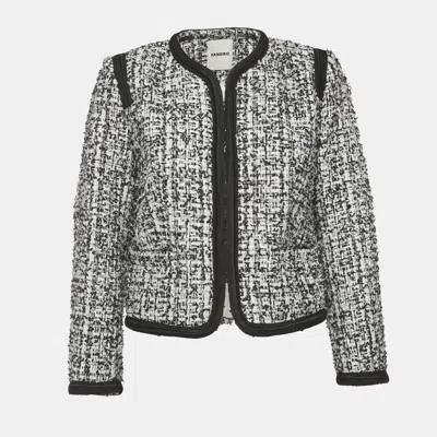 Pre-owned Sandro Black/white Tweed Sequin Embellished Blazer S