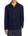 Sandro Blouson Wool Blend Worker Jacket In Blue