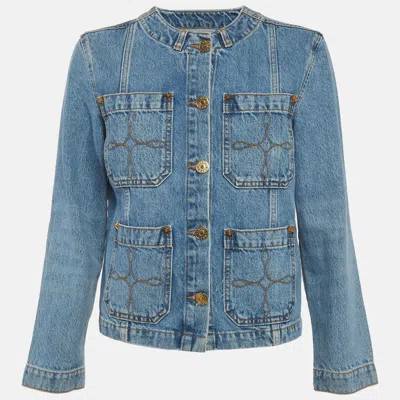 SANDRO BLUE BUTTON FRONT JACKET