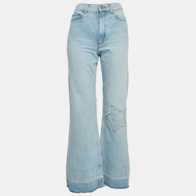 Pre-owned Sandro Blue Denim Stradivarius Str Wide Leg Jeans S/waist 26"