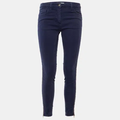 Sandro Blue Denim Zip Detail Skinny Fit Jeans M/waist