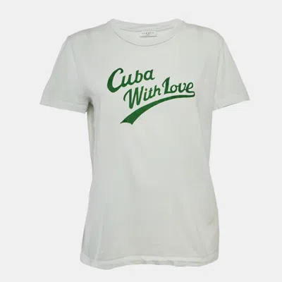 Pre-owned Sandro Blue Flocked Jersey T-shirt L