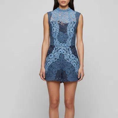 Pre-owned Sandro Blue Floral Lace Backless Palace Romper S