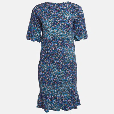 Sandro Blue Floral Printed Jersey Spinelle Mini Dress