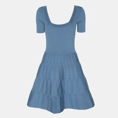 Pre-owned Sandro Blue Knit Embellished Dress S