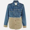 Sandro Blue Plaid Print Denim Jacket In Blue
