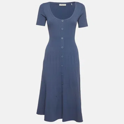 Pre-owned Sandro Blue Rib Knit Midi Dress M