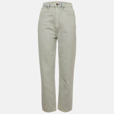 Pre-owned Sandro Blue Snow Wash Denim High Rise Jeans S/waist 26"