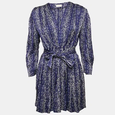 Pre-owned Sandro Blue Striped Satin Mini Dress M