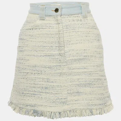 Pre-owned Sandro Blue Tweed And Denim Mini Skirt S