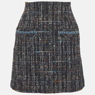 Sandro Blue Tweed Mini Skirt In Gray