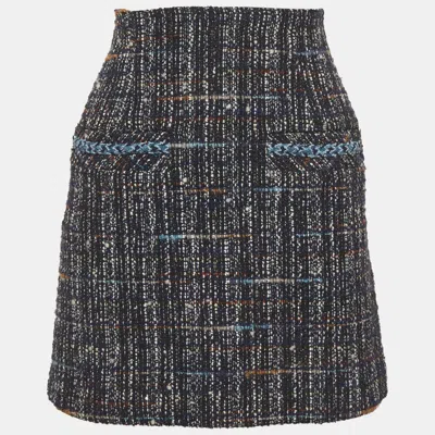Pre-owned Sandro Blue Tweed Mini Skirt Xs