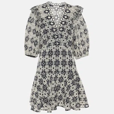 Pre-owned Sandro Blue/white Lace Dress M
