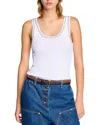 Sandro Bolide Ribbed Vest Top In Black/white