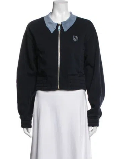 Pre-owned Sandro Bomber Jacket In Black/blue