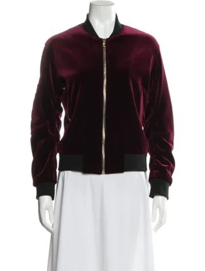 Pre-owned Sandro Bomber Jacket In Burgundy