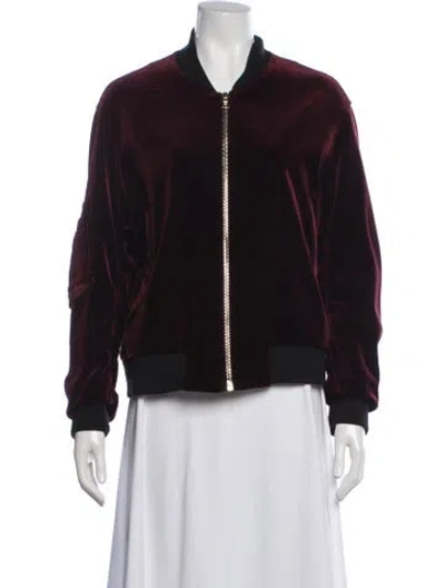 Pre-owned Sandro Bomber Jacket In Burgundy