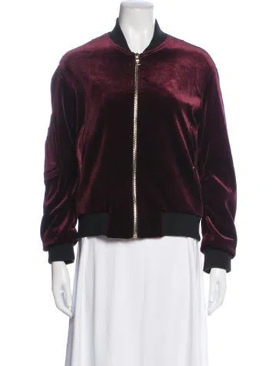 Pre-owned Sandro Bomber Jacket In Burgundy