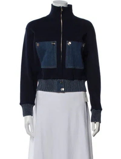 Pre-owned Sandro Bomber Jacket W/ Tags In Blue