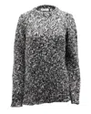 Sandro Boredom Chunky Knit Crewneck Sweater In Black Acrylic In Gray