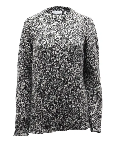 Sandro Boredom Chunky Knit Crewneck Sweater In Black Acrylic In Gray