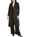 Sandro Boucle Wool Coat In Brown
