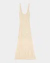 Sandro Womens Naturels Flower-embellished Sleeveless Knitted Maxi Dress In Ecru