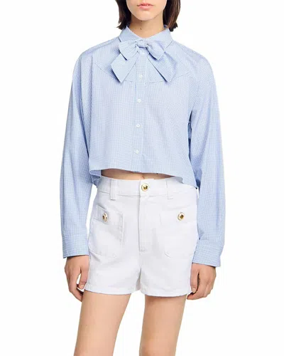 Sandro Bow Collar Shirt In Blue