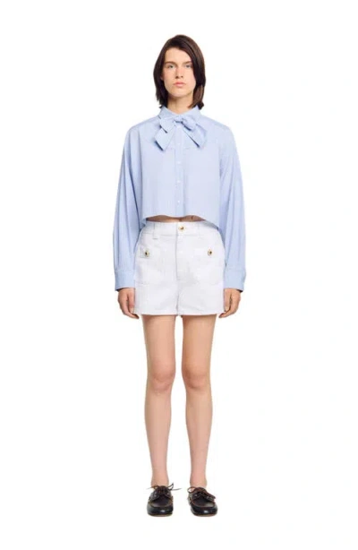 SANDRO SANDRO BOW COLLAR SHIRT
