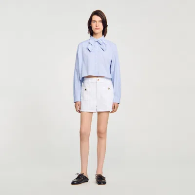 Sandro Bow Collar Shirt In White