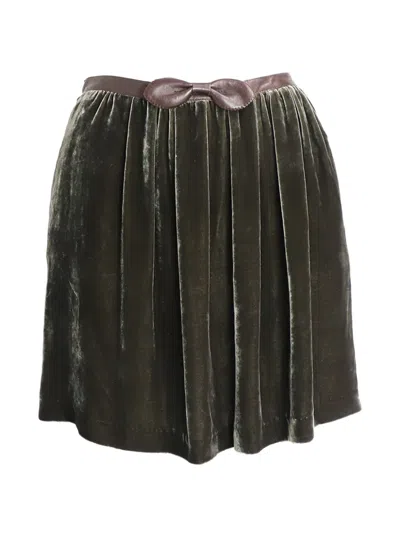 Pre-owned Sandro Bow-detail Mini Skirt In Green