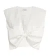 Sandro Womens Naturels Passy Bow-embellished Stretch-satin Crop Top In Beige