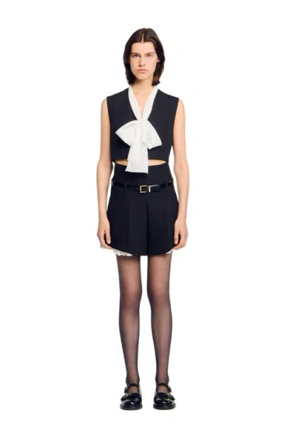 SANDRO SANDRO BOW NECK CROP TOP