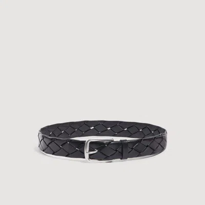 Sandro Braided Leather Belt In Black