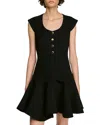 Sandro Paris Structured Buttoned Mini Dress In Black