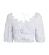 Sandro Roseraie Embroidered Floral Crop Top In White