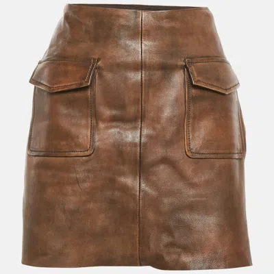 Sandro Brown Leather Mini Skirt