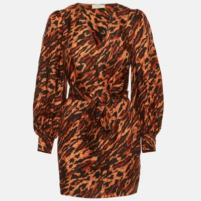 Sandro Brown Leopard Print Silk Mini Dress