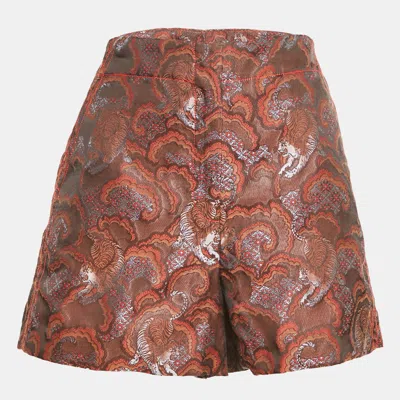 Sandro Brown Paisley Jacquard Shorts In Orange